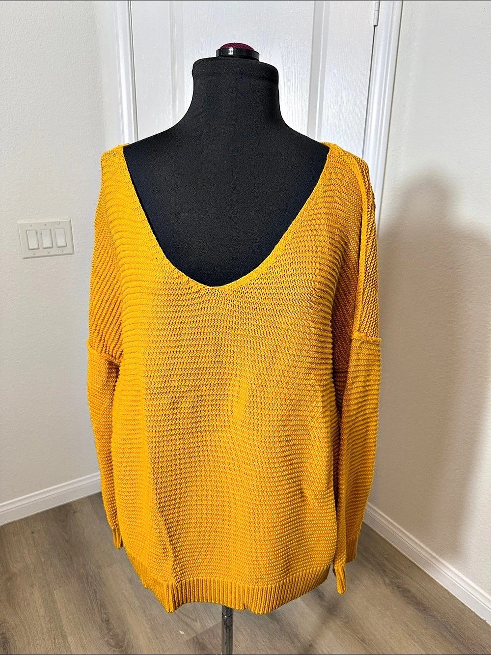 Yellow Deep Scoop Neck Sweater Size XL